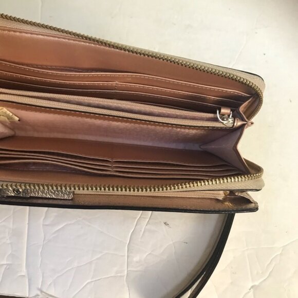 Kate Spade Rose Gold Large Wristlet Metallic Wallet Organizer Clutch Bag Zippy - Picture 9 of 14